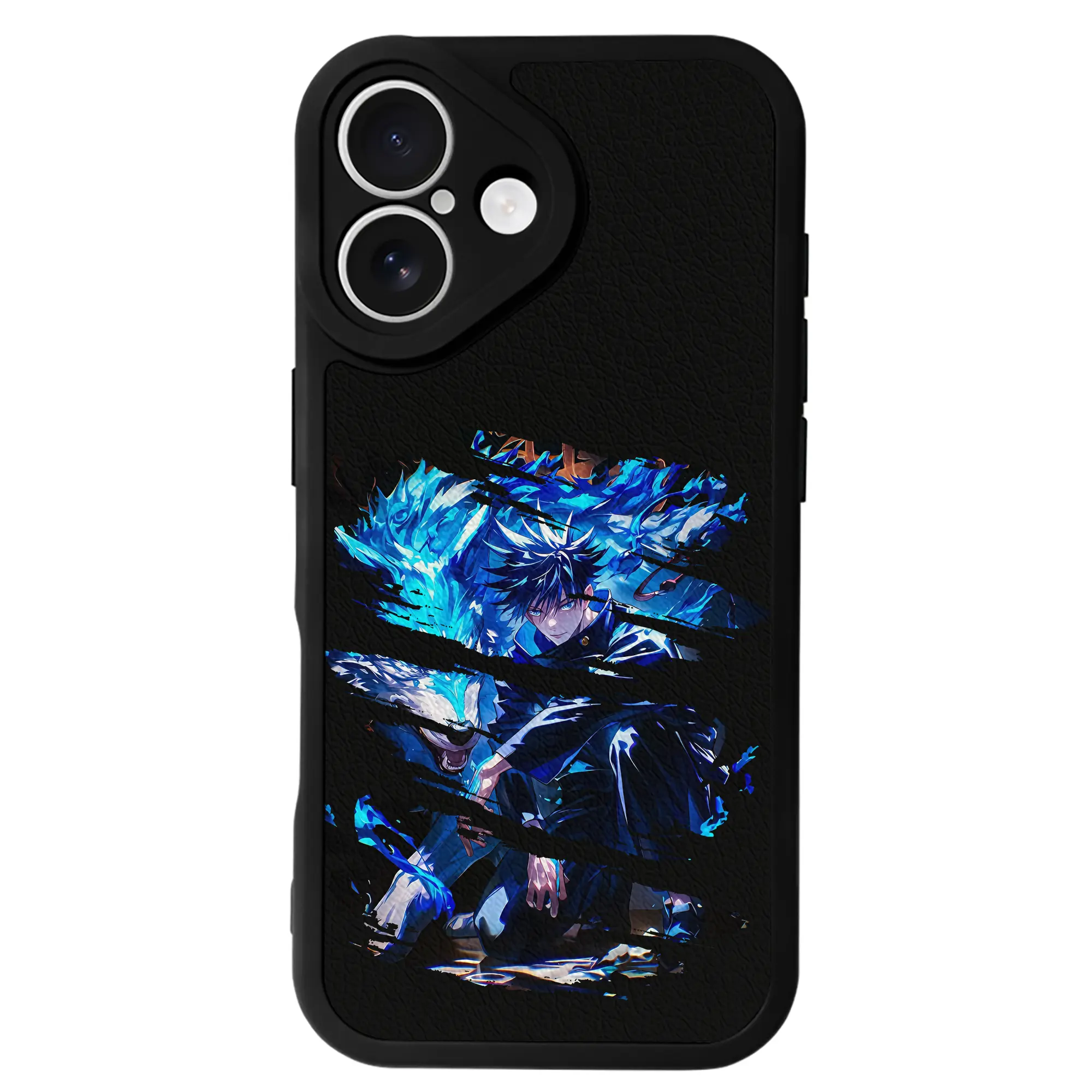 呪術廻戦 グッズ,伏黒 恵 - IPhone 16シリーズ対応 ・ シリコンスマホケース ・ レザー調 ・ 高精度フィット ・ 耐衝撃 ・ ワイヤレス充電対応 ・ 精密カット